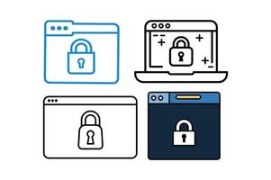 Web Encryption Icon Collections, cybersecurity padlock icon, secure server lock symbol, padlock on web icon, secure website icon vector