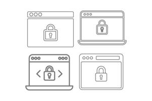 Digital Lock Icon Collections, cybersecurity padlock icon, secure server lock symbol, padlock on web icon, secure website icon vector