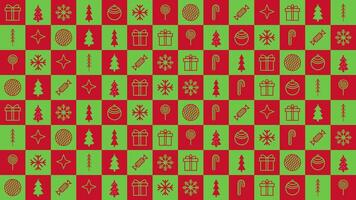 Seamless Gift wrapping paper pattern christmas elements in box shape, red and green colors vector