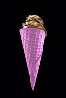 Elegant and Stylish Pink Ice Cream Cone Adorned with Lovely Golden Swirls for Delightful Enjoyment video
