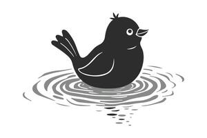 Bird swiming with water Black color vector