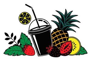 Topped with a Fruit Slice A Refreshing Finish vector