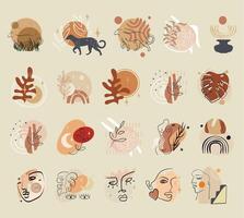 Set of hand drawn various shapes and objects. Abstract contemporary nature elements collection vector