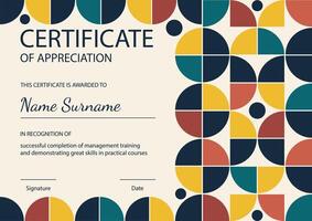 Certificates of graduation and appreciation design. Geometric scandinavian bauhaus artwork design vector