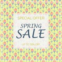 Social media template spring sale. Simple spring season design with elegant lettering. Happy Easter background vector