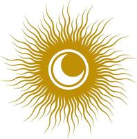 Sun and moon concept of esoteric elements. Ramadan linear icon symbol. Tarot witchcraft vector