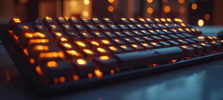 A keyboard with glowing lights on it photo