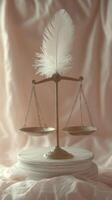 A feather on top of a scale with a feather on it photo