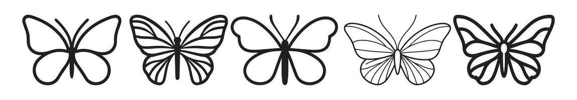 Abstract butterfly outlines or butterfly line drawings Icon or Logo Design Template vector