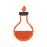 Abstract red flask with a flame Icon or Logo Design Template vector