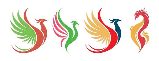Abstract phoenix illustrations Icon or Logo Design Template vector
