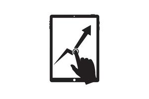 Hand Touching Rising Graph on Digital Tablet vector