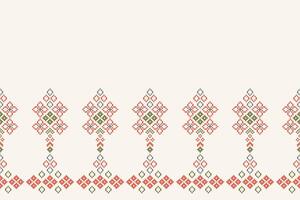 Cross stitch of ethnic brown white cream color background pattern. vector