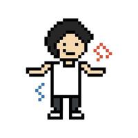 Character man male boy with happy exercise dance music 8 bit . vector