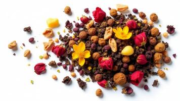 Flower Tea Mix On White Background photo