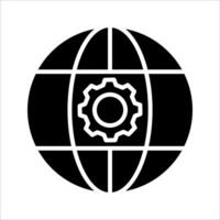 Globe gear Icon. Symbol isolated white background. illustration. color editable. vector