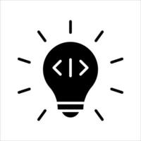 Lightbulb coding Icon. Symbol isolated white background. illustration. color editable. vector