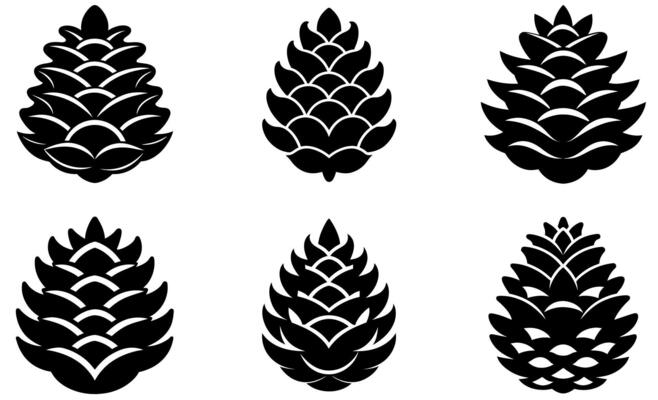 Set of Black Pine Cones design