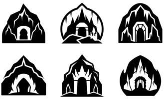 cave or mountain icon set design vector