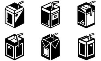 Six isometric illustrations of juice boxes vector