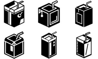 isometric illustrations of juice boxes set vector