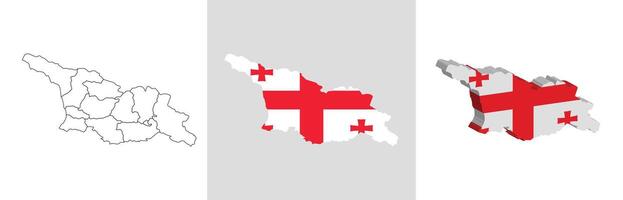 Georgia outline, fill with flag and 3d map vector