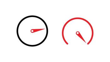 Speedometer icons in black and red. Representing progress or speed. vector