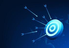 Businessman who sets a goal, a dart on the target, represents the business management to reach the profit target and expand the organization to develop the world. vector