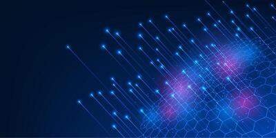 Big Data Technology Abstract Background. Lines rising from hexagonal geometric shapes, representing the increasing volume of data, processing and the potential for data utilization, business and AI. vector