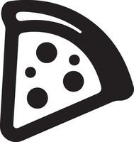 Hand-Drawn Style Pizza Icon in Black Silhouette on White Background vector