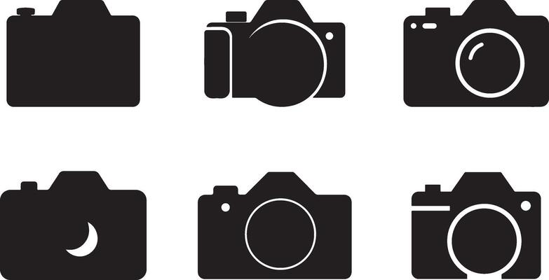 Modern Camera Logo in Trendy Flat Style, Illustration on White Background