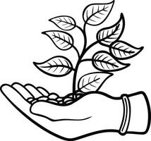 Hand Holding Plant design. vector