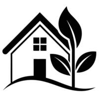 Eco building illustration for green energy and environmental projects. vector