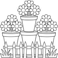 Simple Flower Graphics in a pot. vector