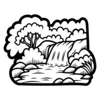 Waterfall coloring page vector