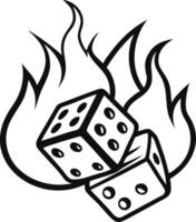 Dice and fire coloring pages vector