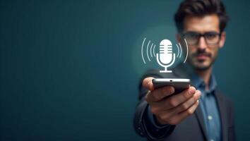 Transforming Speech to Text How Flat Voice Recording and AI Integration Enhance User Convenience and Brand Engagement in a Smart Business Approach Realistic Set photo