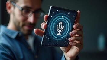 Transforming Speech to Text How Flat Voice Recording and AI Integration Enhance User Convenience and Brand Engagement in a Smart Business Approach Realistic Set 2 photo
