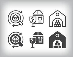 Breakage, storage and tracking design. Simple linear and flat delivery icon set. vector