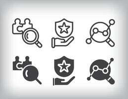 Data design on growth, spotlight and protection tracking icon set. vector