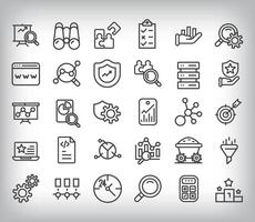 30 linear data analysis icons set. vector