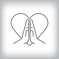 Modern linear heart and prayer design. vector