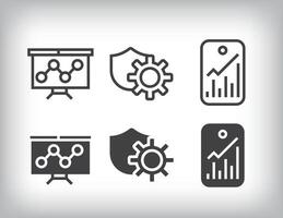 Data design on graphing, protection and trend tracking icon set. vector
