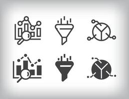 Data design on the theme of analysis, compilation and market share icon set. vector