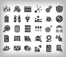 Simple 30 data analysis flat icons set. vector