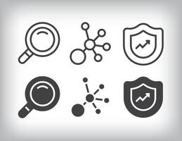 Data design on the theme of lens, security and network icon set vector