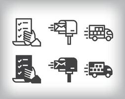 Contract, mailing and transportation design. Simple linear and flat delivery icon set vector