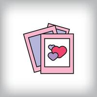 Unique linear photo inside heart frame design. vector