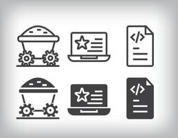 Data design on transfer, document and successful writing icon set. vector