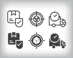 Safe cargo, destination and on time delivery design. Simple linear and flat delivery icon set. vector